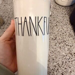 Rae Dunn Cream 'Thankful' Ceramic Mug